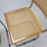 Set of 2 tubular frame and cane cantilever dining chairs Breuer, Italy, 1970s