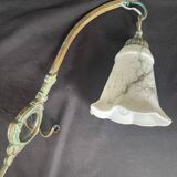 Art Deco wall light, opaline, white, marbled