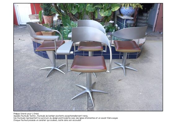 Suite de 4 fauteuils ‘’Techno’’ de Philippe Starck pour L'Oréal par MALETTI Présence Paris