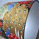 Jouy fabric lampshade, peacock, flowers, gold.