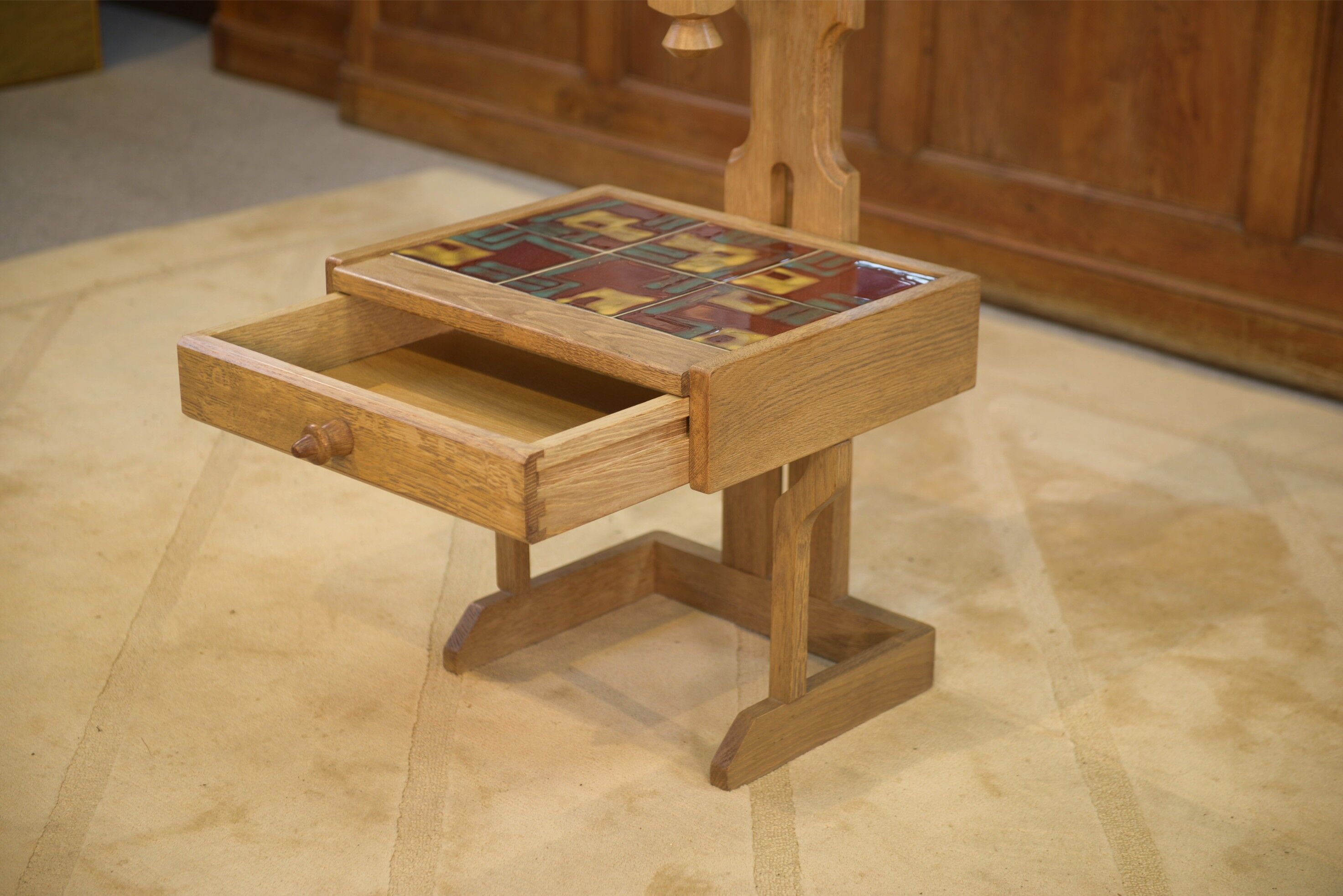 Oak bedside table by Guillerme and Chambron for Your House 1950s