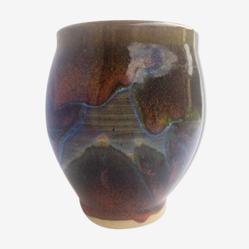 Vase en grès émaillé motifs abstraits