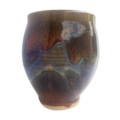 Vase en grès émaillé motifs abstraits