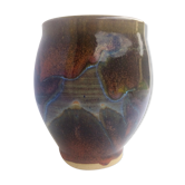 Sandstone vase enamelled abstract patterns