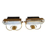 Pair of wall sconces in gilded brass 1970