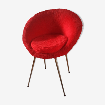 Fauteuil corolle moumoute rouge