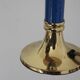 Pair of blue and gold bedside lamps with cream shades – H38 cm