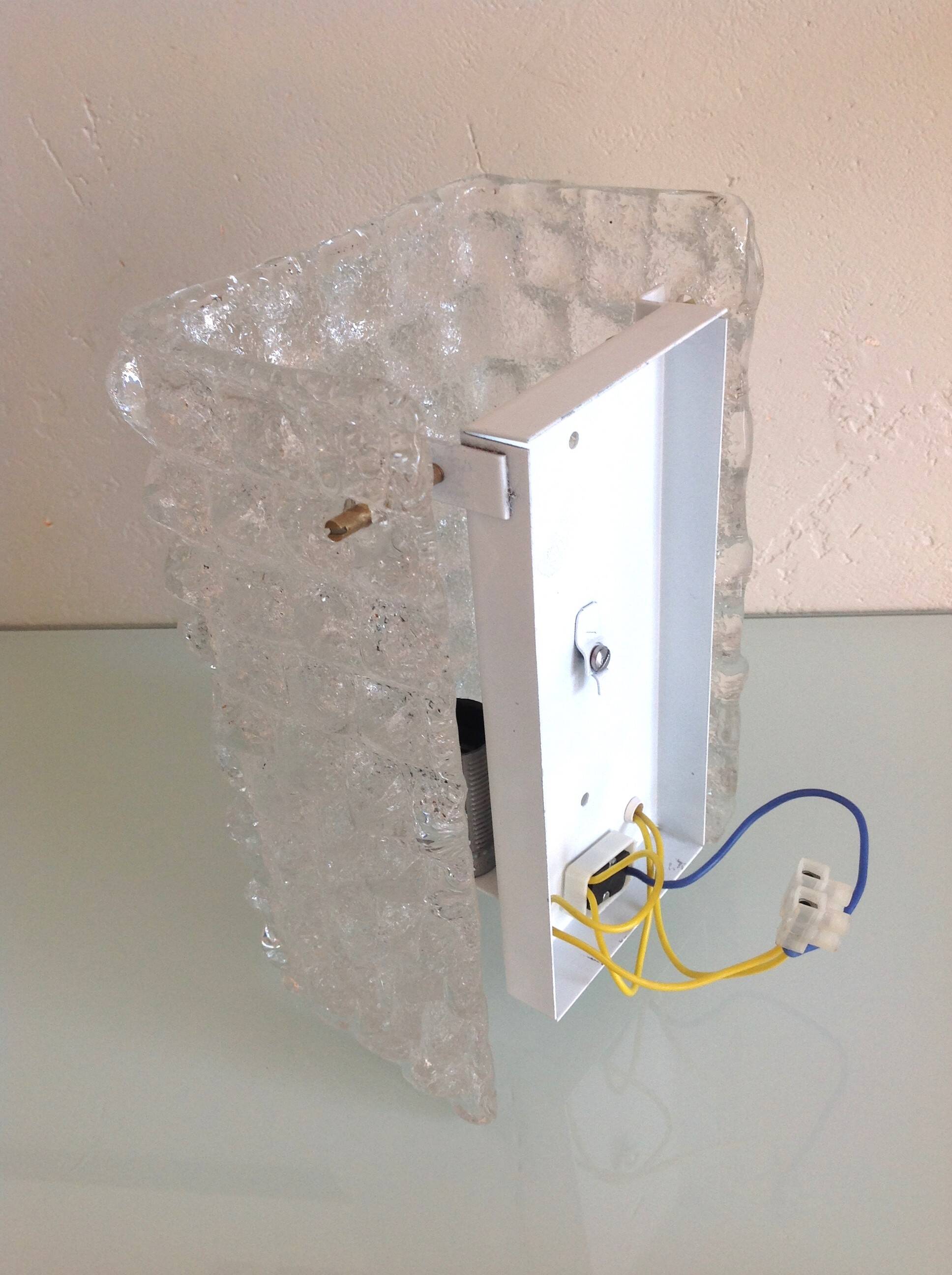 Wall lamp in ice glass and diamond tips / vintage 60s-70s