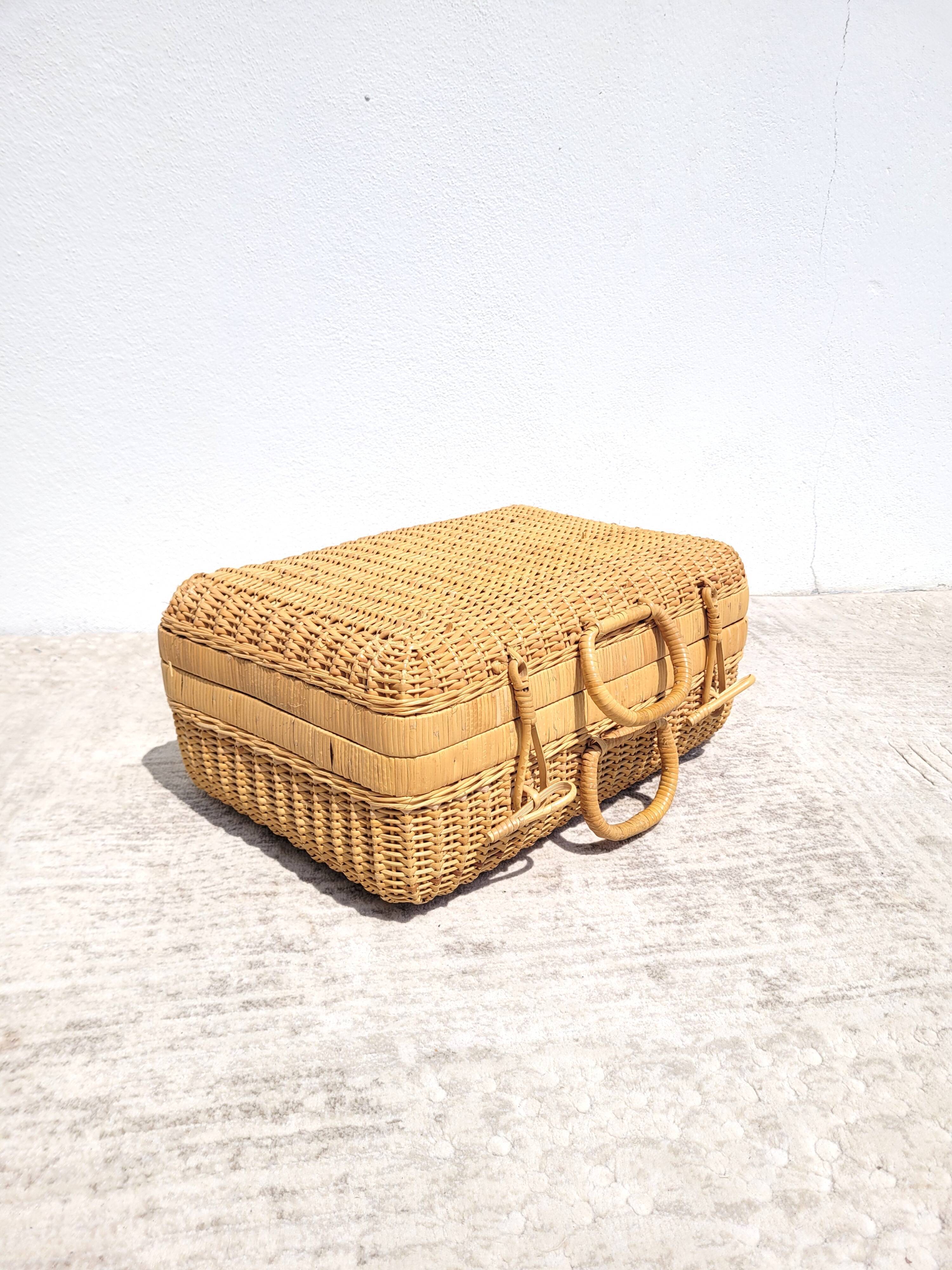 Braided rattan briefcase suitcase