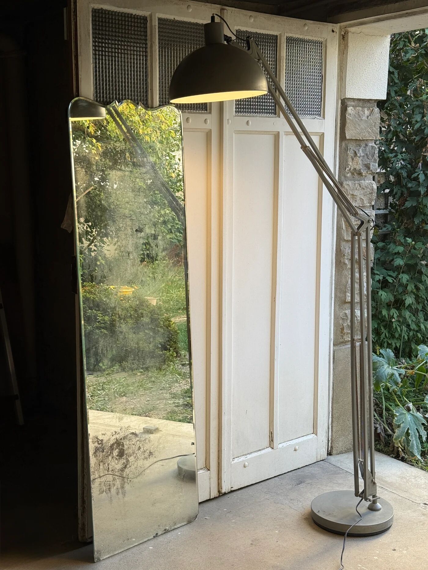 Grey metal floor lamp - industrial style