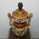 Pied de lampe vintage double éclairage en grès et céramique