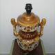 Pied de lampe vintage double éclairage en grès et céramique