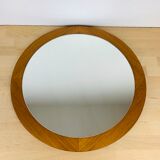 Scandinavian mirror round teak 47 cm 60s