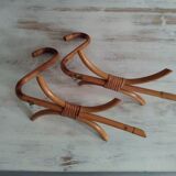Curved wooden coat holders pair