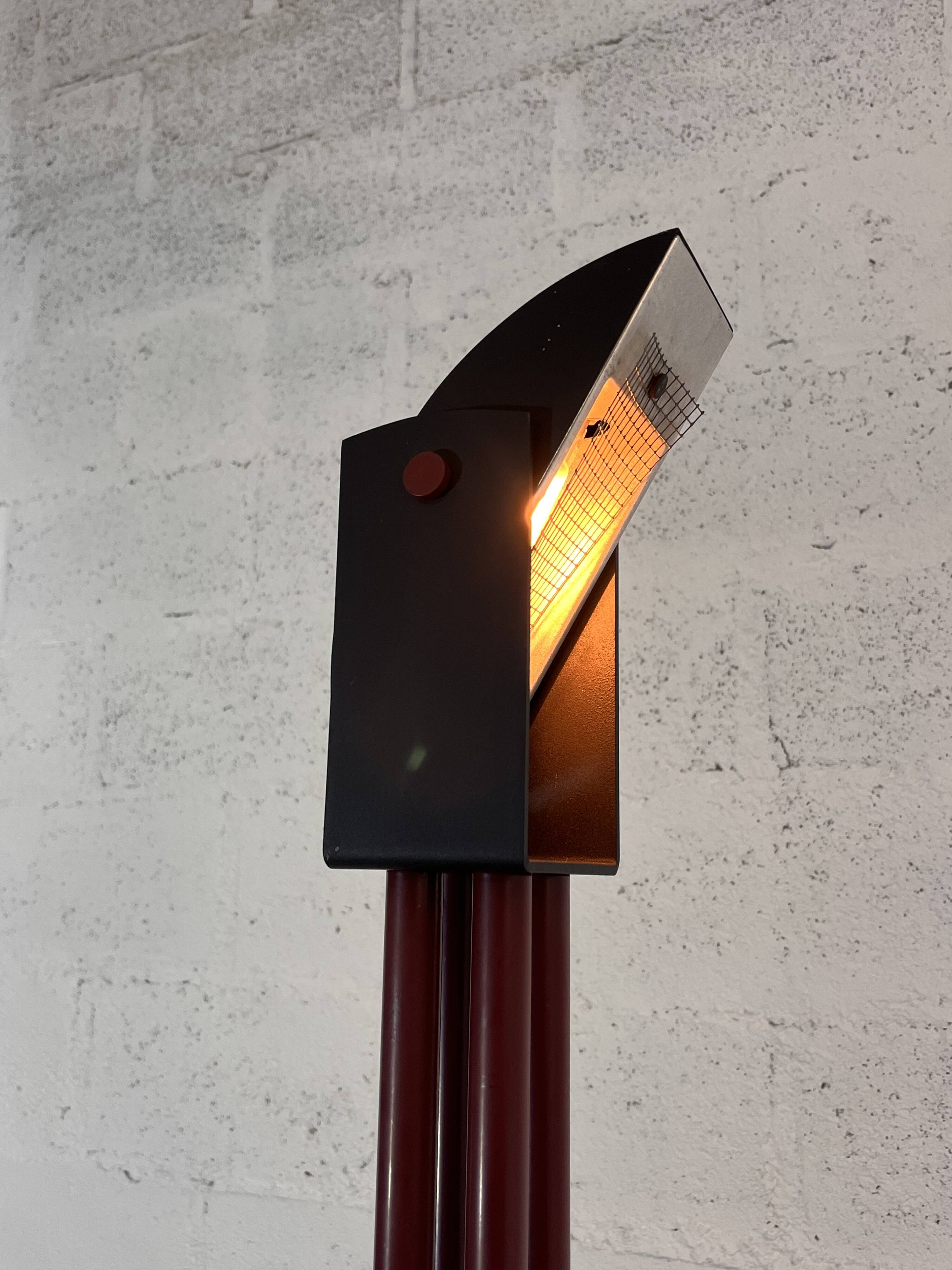 Halogen Red Black floor lamp, Italy, 1980s