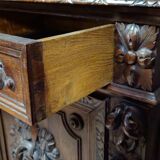 Buffet library two-body antique carved wooden.