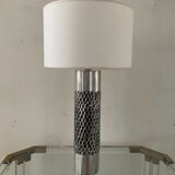 Lamp by Willy Luyckx in polished and textured aluminum 60s 70s