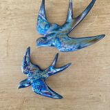 Set of 2 Vintage Ceramic Wall Swallows