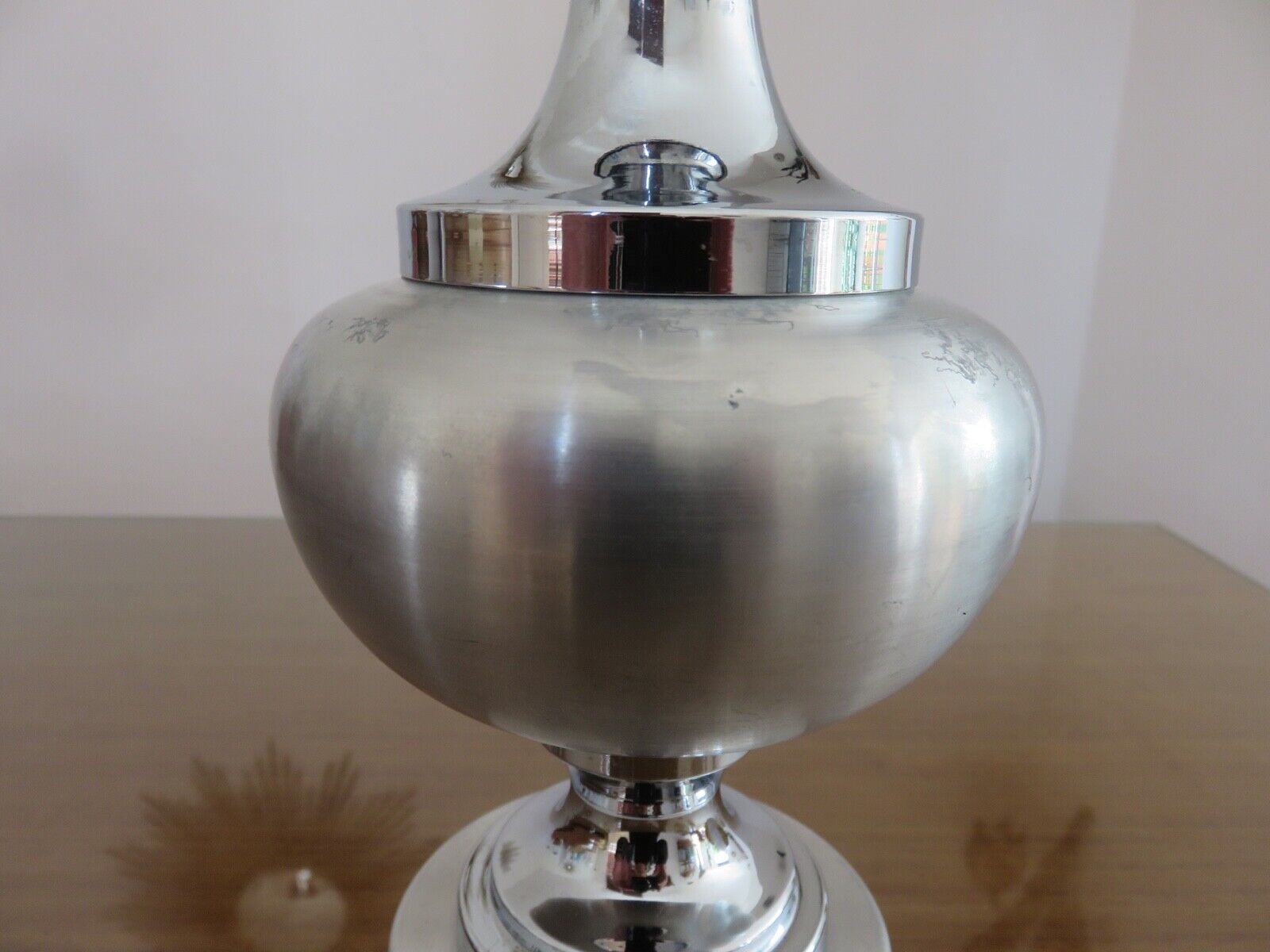 Brushed aluminum lamp and chrome aluminum typical 70s