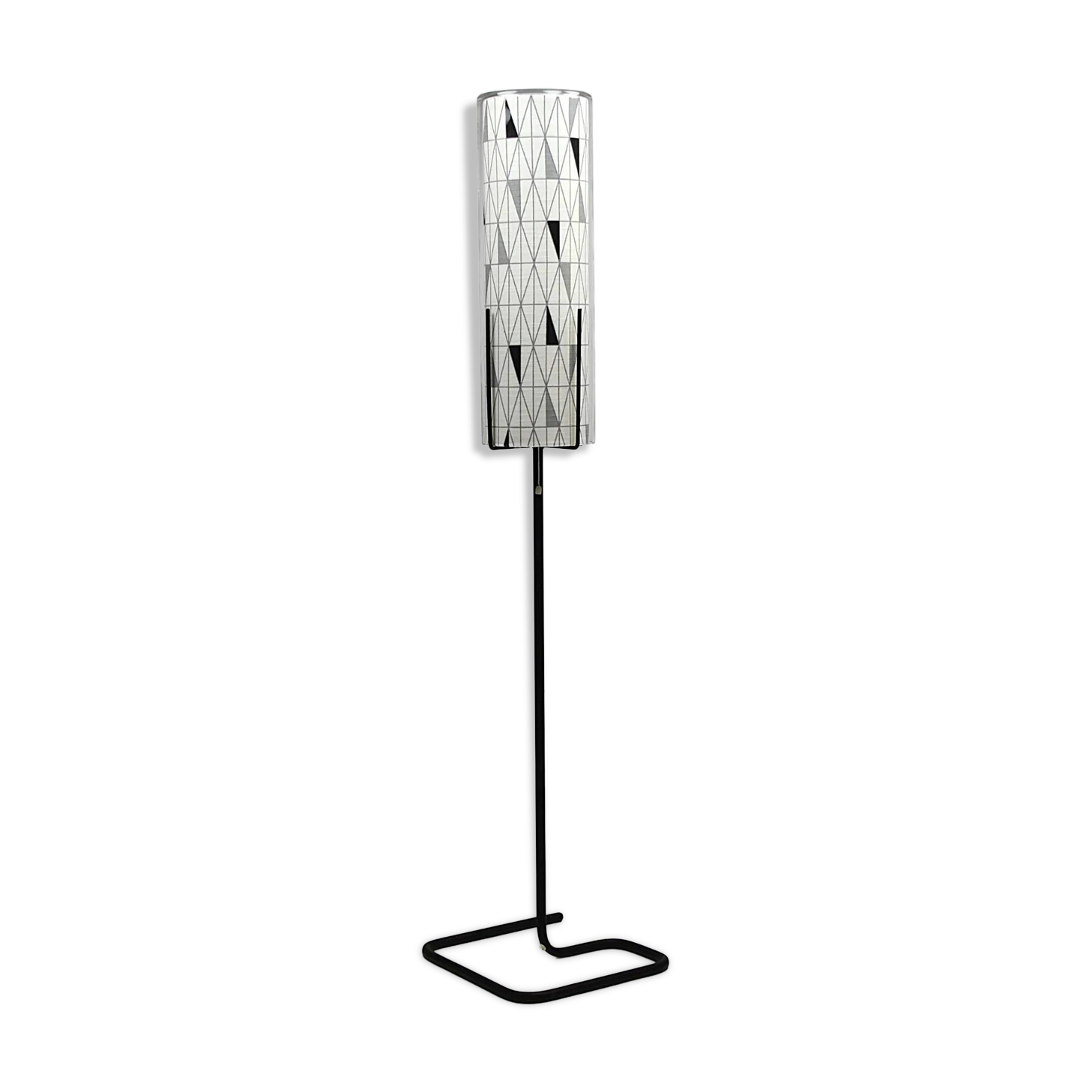 Floor Lamp with Sven Markelius “Pythagoras” Fabric Shade — Nordiska Kompaniet (attr.), Sweden, circa 1955–1960