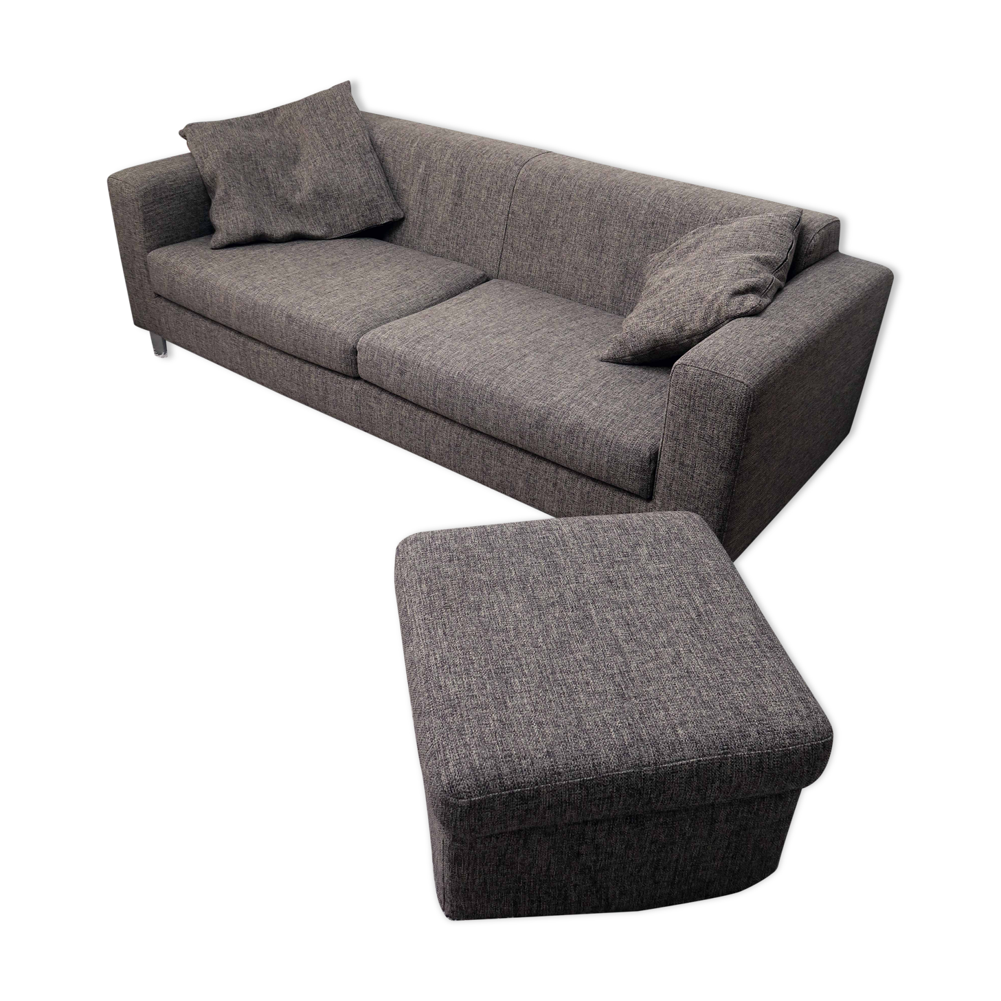 Scandinavian design sofa and its pouf