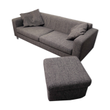 Scandinavian design sofa and its pouf