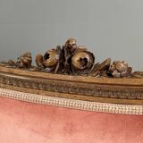 Paire de fauteuils bergères de style Louis XVI en bois sculpté, velours, XX