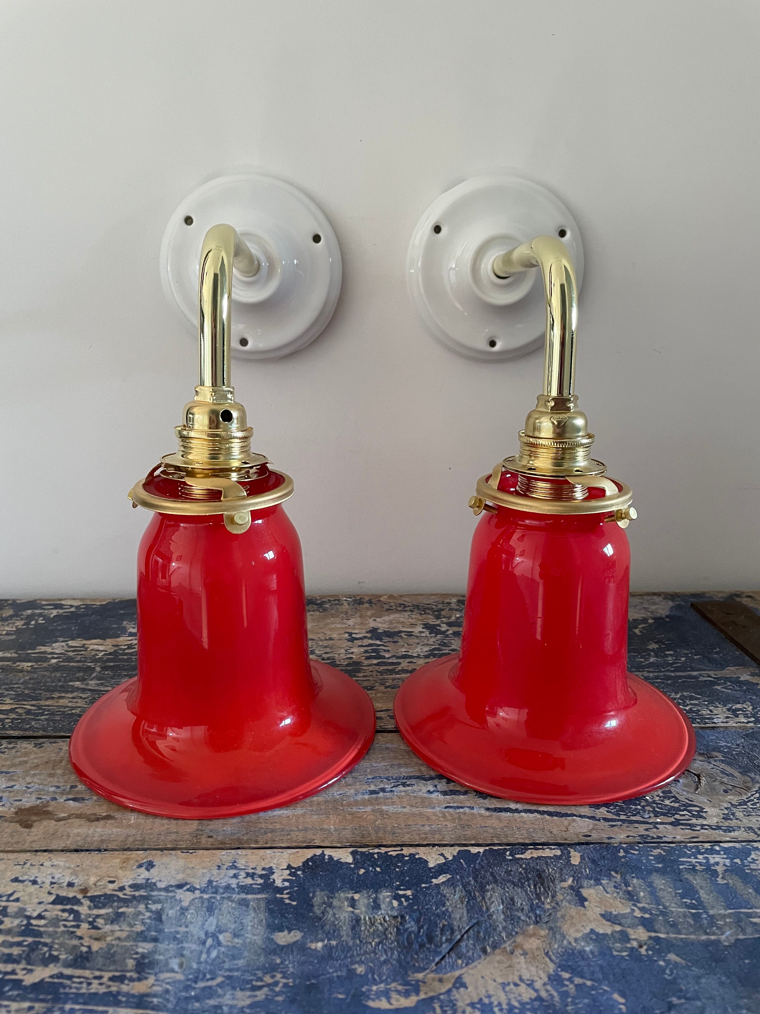 Pair of art deco wall lamps electrified to nine