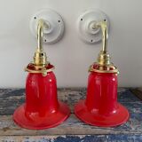 Pair of art deco wall lamps electrified to nine