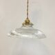 Suspension vintage en verre holophane