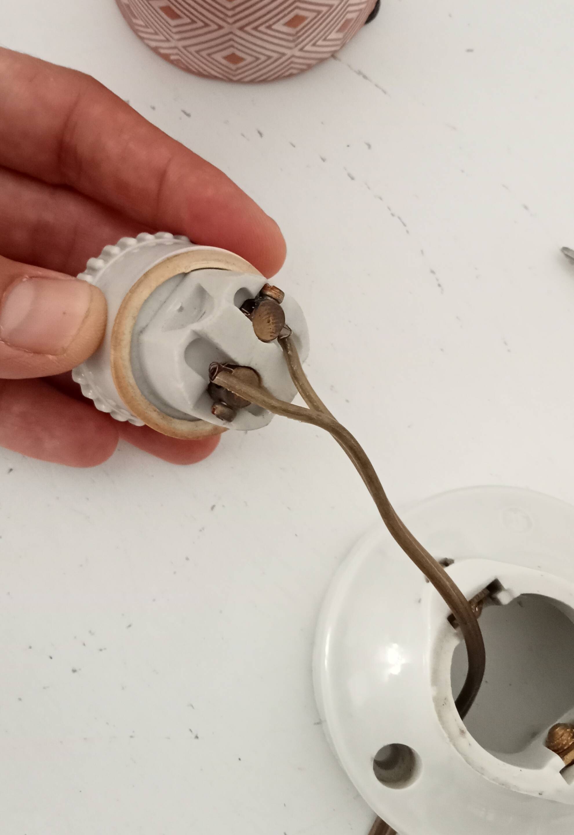 Pair of antique industrial porcelain wall lights