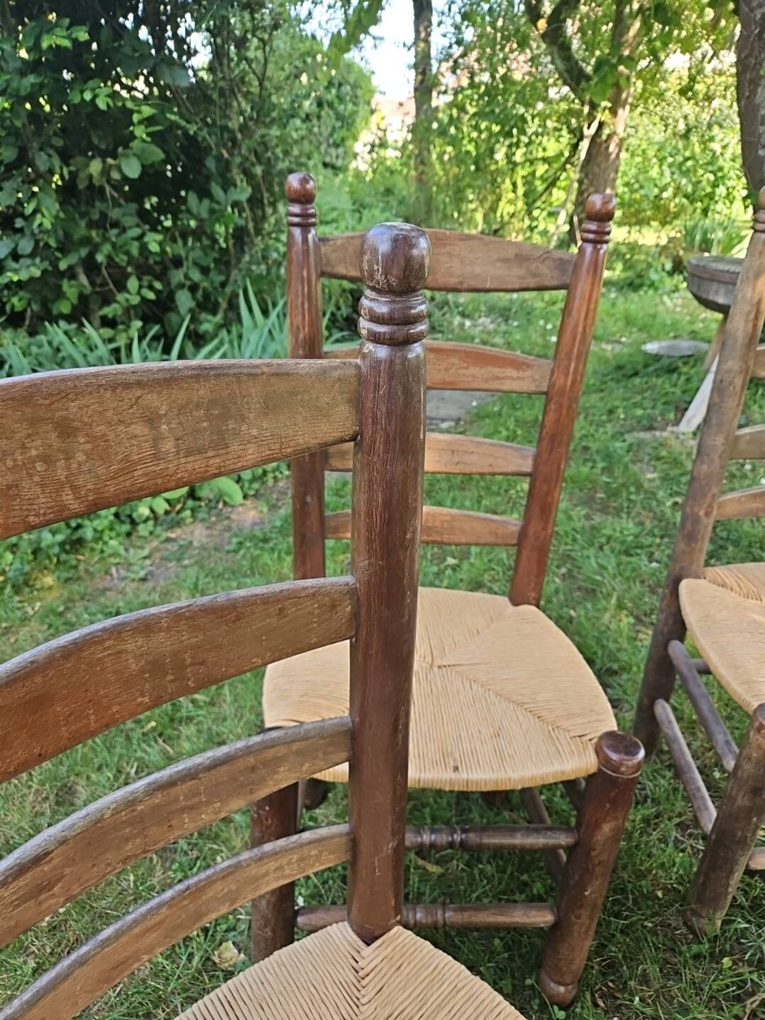 4 chaises Charles Dudouyt paillées design 40-50-60