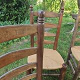 4 chaises Charles Dudouyt paillées design 40-50-60