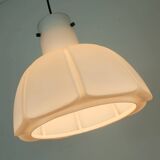 Large glashuette limburg pendant light white flower shaped opaline glass shade