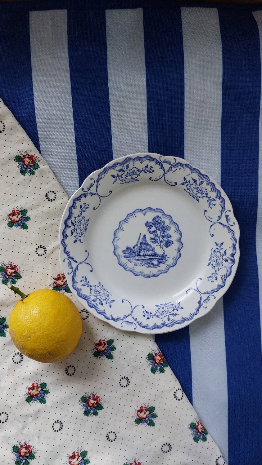 Assiette à dessert Digoin Bernadette bleu