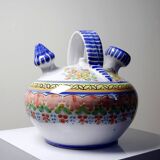 Spanish ceramic water bottle with vintage painted flowers