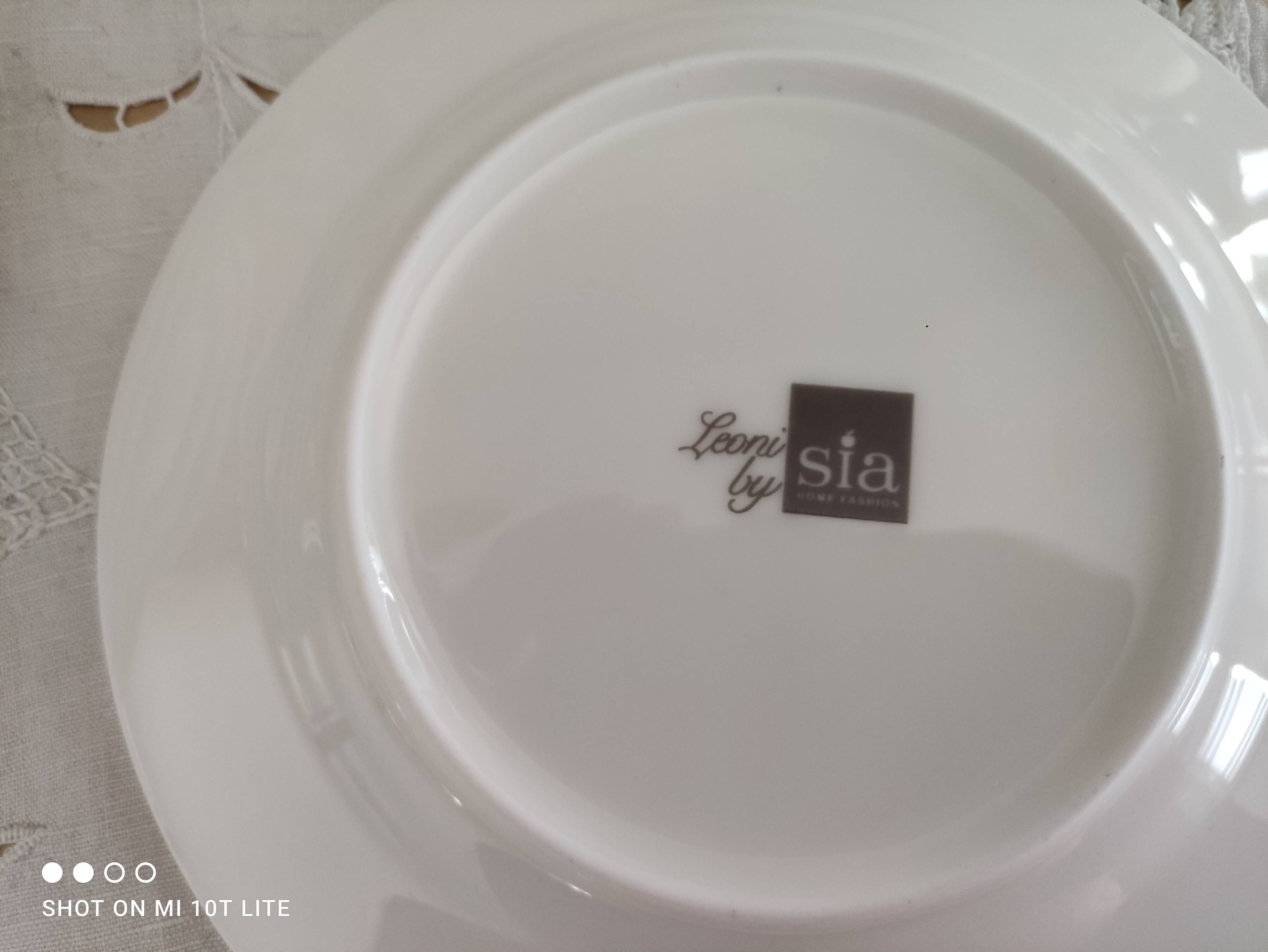 Lot de 6 assiettes à dessert en porcelaine Leoni by Sia Home Fashion décor torchon à carreaux bleus