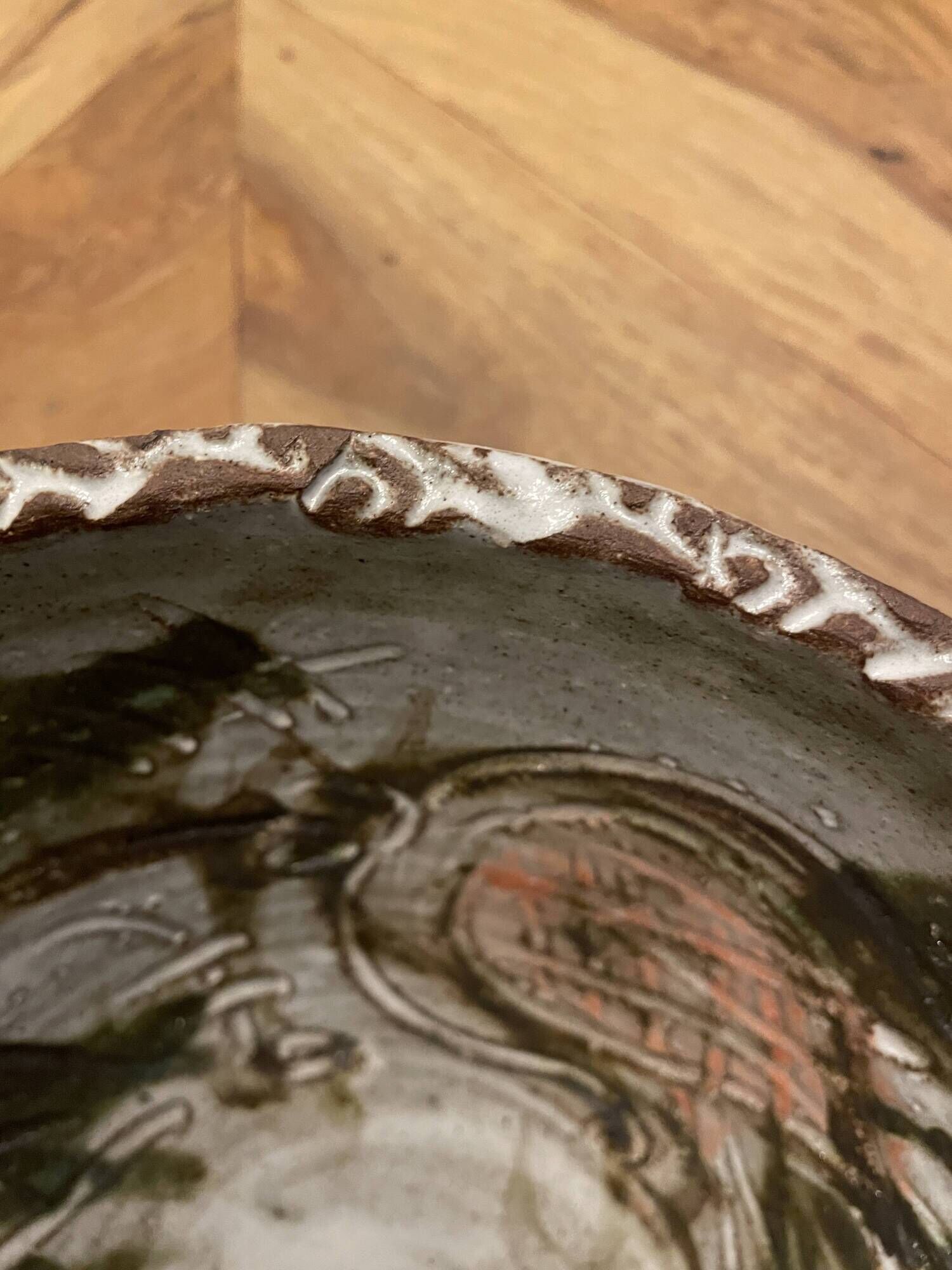 Thirty Albert Saladier in Vallauris ceramic, thistle decoration, signed.