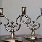 Pair of vintage Swedish pewter candleholders by Svenskt Tenn