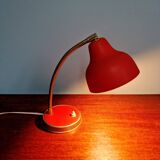 Vintage articulated desk lamp in red lacquered metal, 1950s