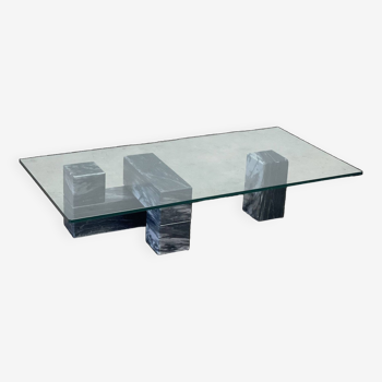 Marble and glass coffee table