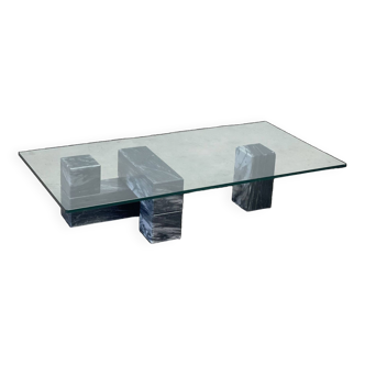 Marble and glass coffee table
