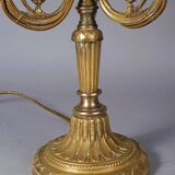 Old bronze & sheet metal bouillote lamp with 3 lights, electrified Good condition S192