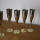 5 metal and brass champagne flutes