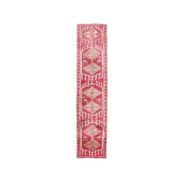 Vintage Pink Geometric Turkish Hand-Knotted Runner 80x361