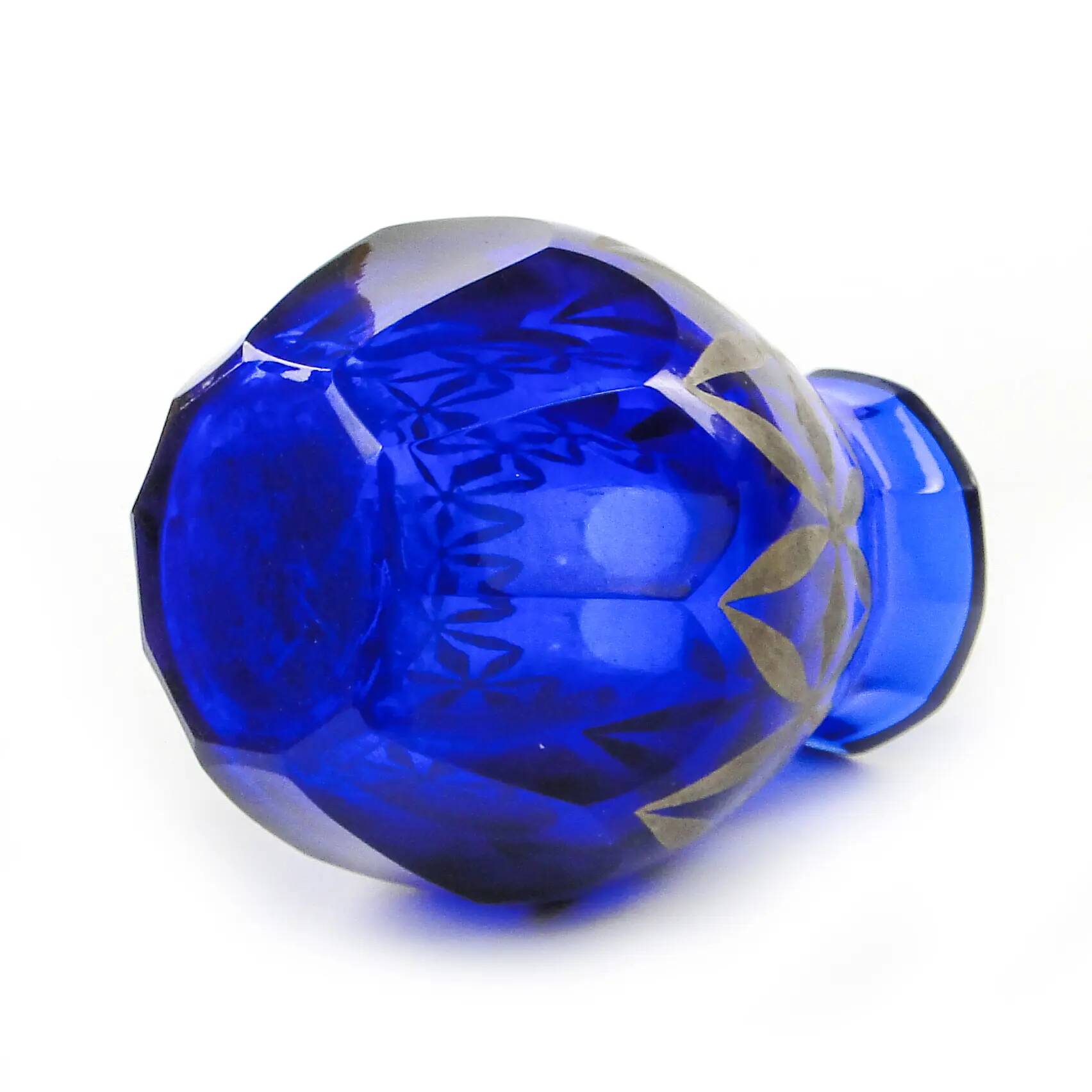 Art Deco vase, blue crystal, Poland, 1930s
