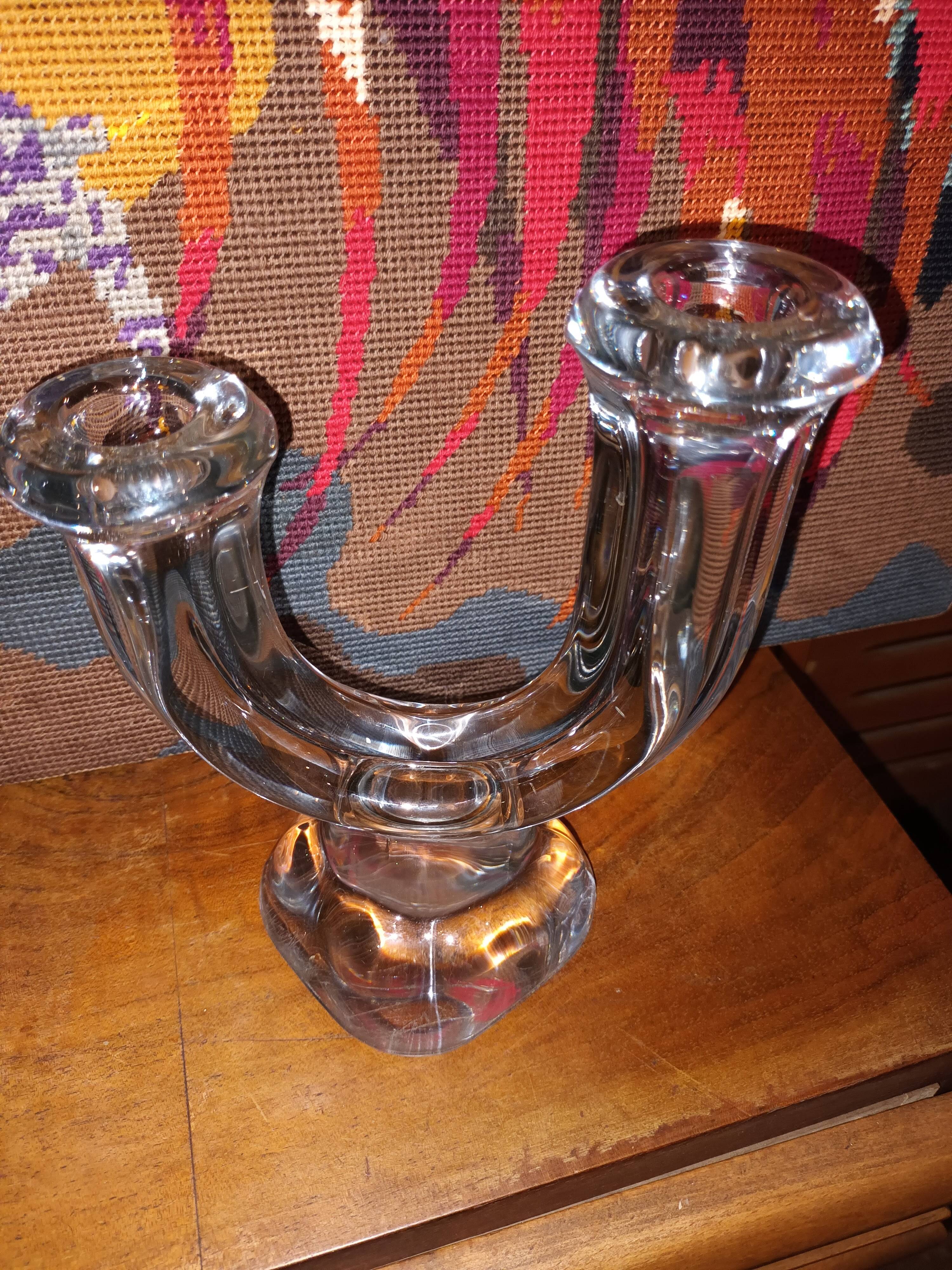 Pair of Vannes crystal candlesticks