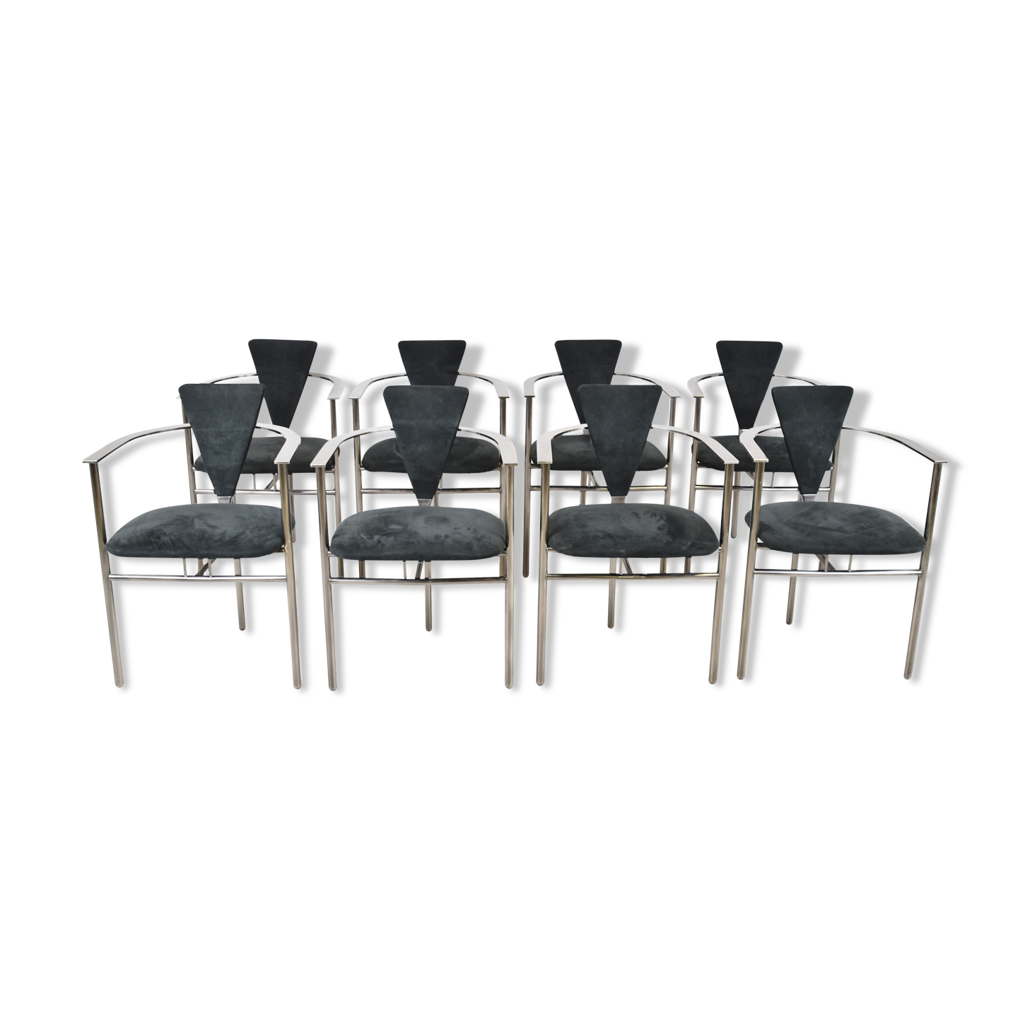 Set of 8 post modern dining chairs by Belgochrom, 1980s