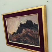 Mid-Century Modern "Break of Day" Swedish Abstract Landscape Oil Painting, Framed
