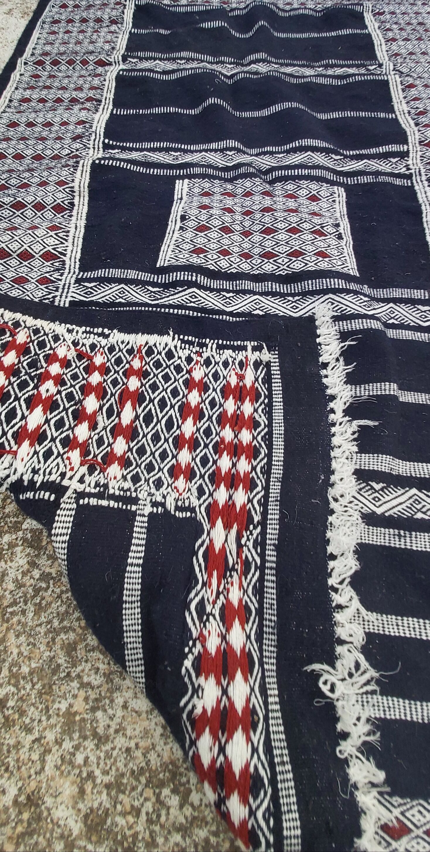 Traditional blue Berber blue kilim rug handmade - 180x105cm